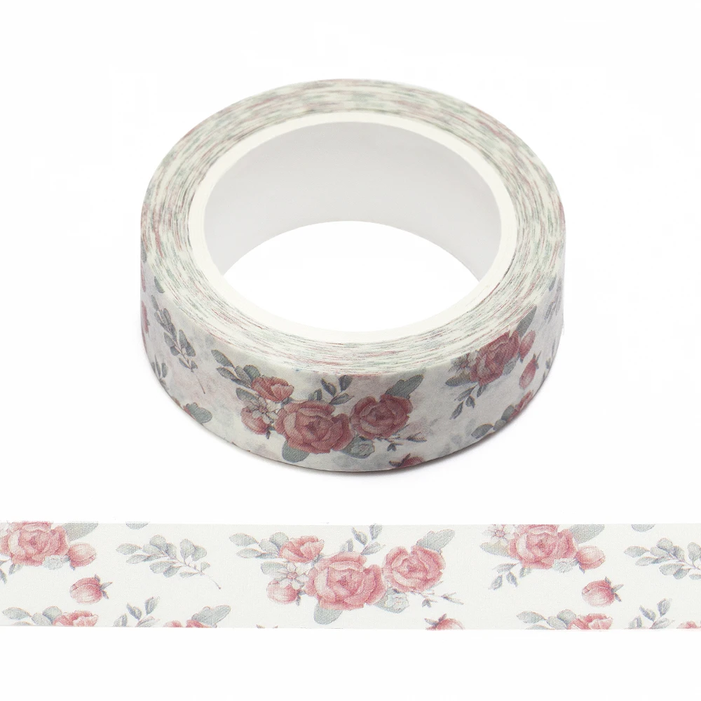 

NEW 1PC 15mm x 10m Cute Delicate Spring Flowers Leaves Floral Watercolor Tape Scrapbook Paper Masking Adhesive Washi Tape