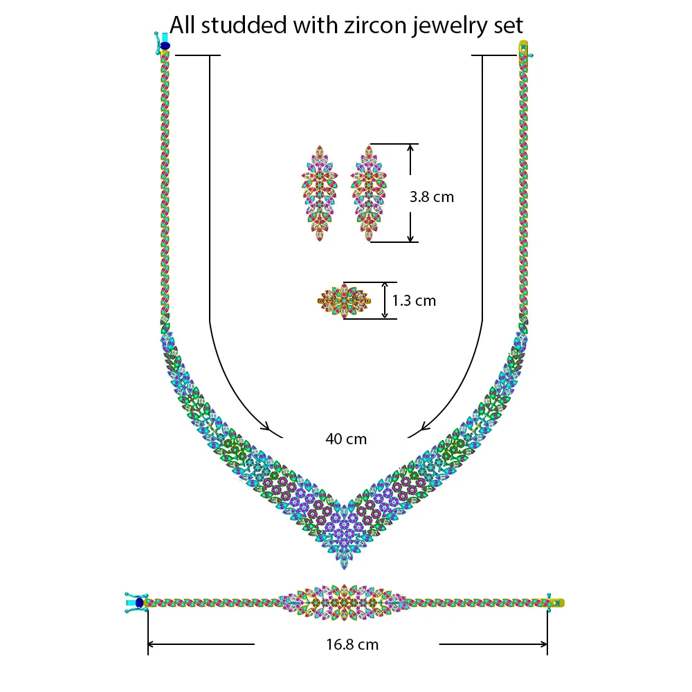 

Elegant Women Fashion Jewelry Set For Wedding Cubic Zirconia Romantic Bridal Finger Ring Tassel Earrings Super Quality Gift