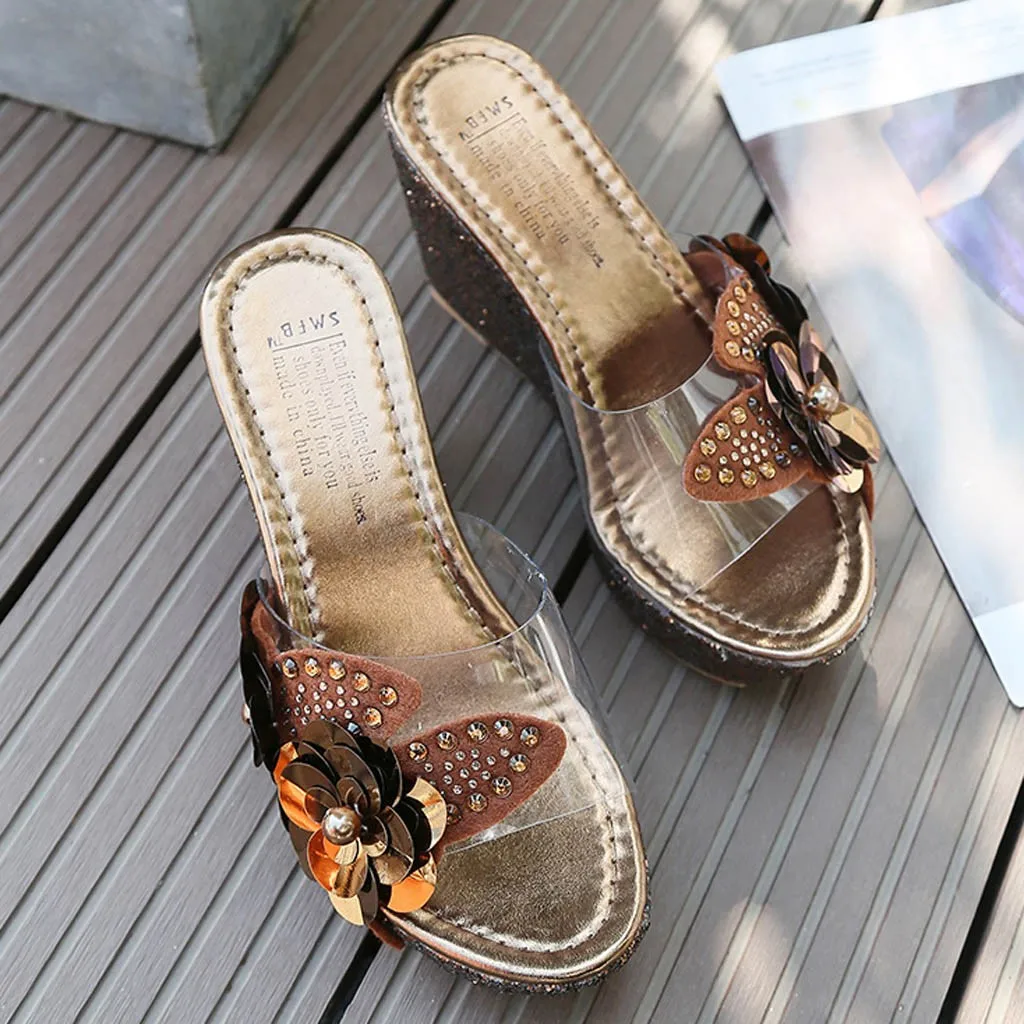 2020 прозрачные сандалии для женщин летние шлепанцы со стразами и кристаллами