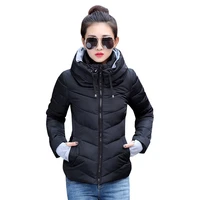 2021 winter jacket women short womens parkas thicken outerwear solid hooded coats zipper female slim cotton padded basic tops
