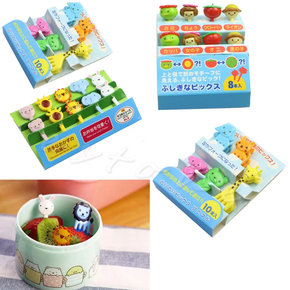 

Mini Animal Farm Cartoon Fork Fruit Pick Sign Bento Lunches Party Decor 1PACK