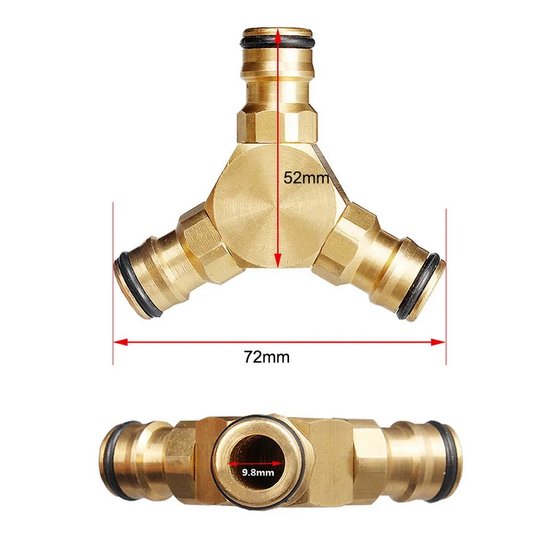 3-Way латунный садовый шланг соединитель водопровод быстрые разъемы для полива