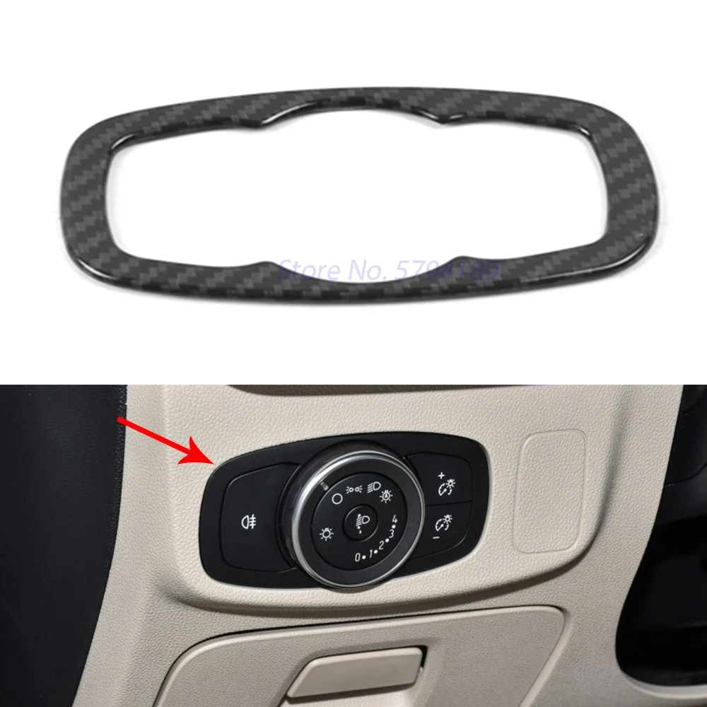 

For Ford Focus MK4 2019 2020 Headlight Adjustment Switch Button Cover Trim ABS Chrome Carbon Fiber Interior Mouldings