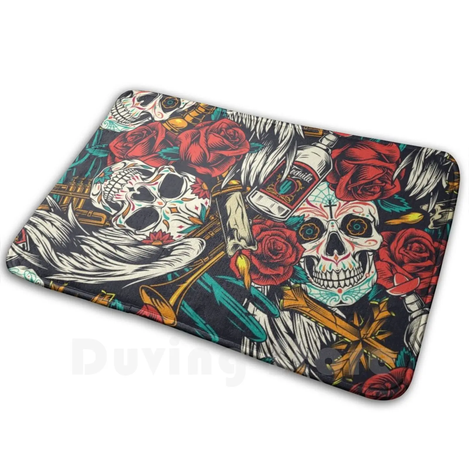 Мягкий Нескользящий Коврик для девочек с изображением сахарного черепа коврик