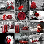 5D алмазная живопись сделай сам, черно-белая красная серия, полная квадратнаякруглая Алмазная вышивка, мозаика, украшение для дома, искусственный подарок