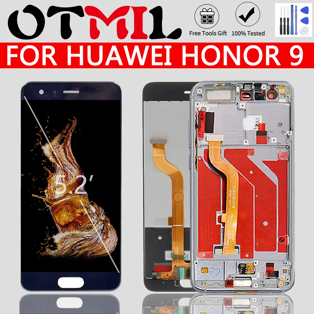 5 15 &quotотпечатков пальцев ЖК дисплея для Huawei Honor 9 дисплей сенсорный экран Рамка STF