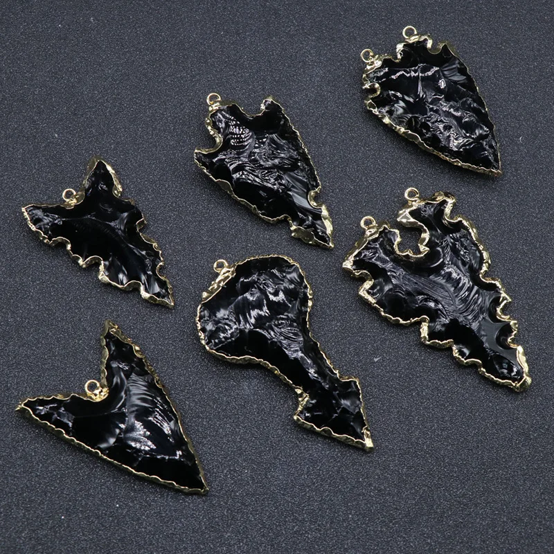 Мужские необработанные самоцветы черные обсидиановые подвески для ожерелья