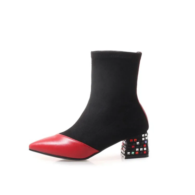 MLJUESE 2020 женские ботильоны из коровьей кожи с острым носком смешанные цвета зимние