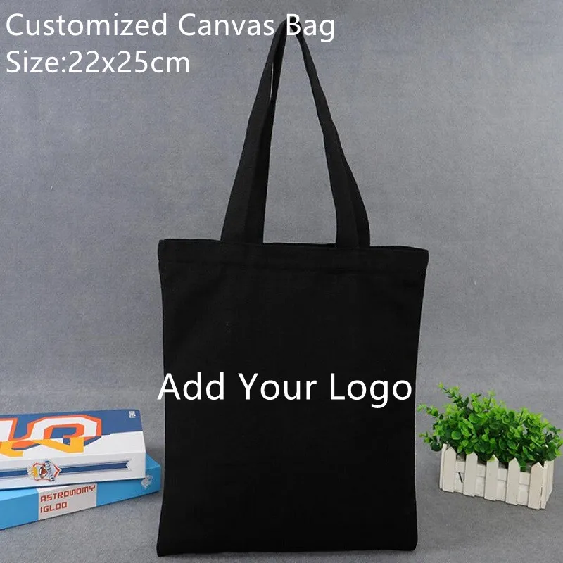 

30pcs Customized Logo Bag Size 22x25cm Canvas Bag Wholesale Qulified Reusable Women's Bag Canvas Promotion Plain Bag