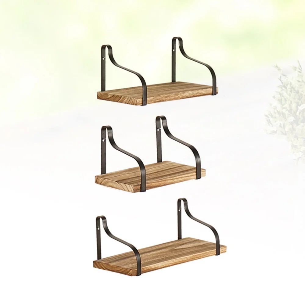 

3Pcs Wooden Board Storage Rack Practical Storage Stand Sundries Organizer Storage Shelf for Kitchen Bathroom (Wood Color)