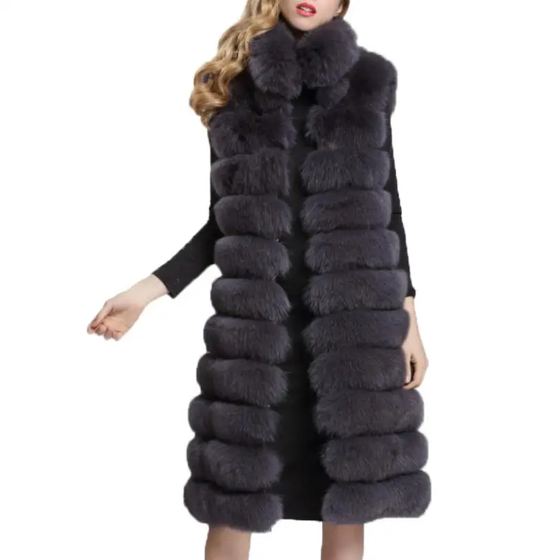

XS-4XL размера плюс, теплое пальто с искусственным лисьим мехом, зимняя модная куртка с искусственным мехом, толстая Свободная верхняя одежда ...