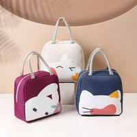 portable cartoon lunch bag childrens bento insulated zipper pocket outdoor picnic fruit drink food container supplies accessory