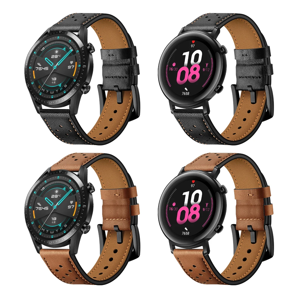 Ремешок кожаный Correa для HUAWEI WATCH GT 2 46 мм 42 сменный Браслет HONOR Magic / MagicWatch