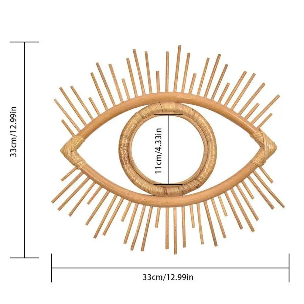 

Eye Shaped Decorative Mirror Frame Rattan Innovative Art Decor Makeup Mirror Dressing Bathroom Wall Hanging Mirror Frame Crafts