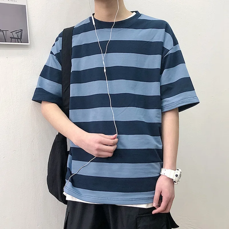

Новинка лета 2021, лидер продаж, крутая полосатая Мужская футболка, модная повседневная одежда большого размера, забавная универсальная улич...