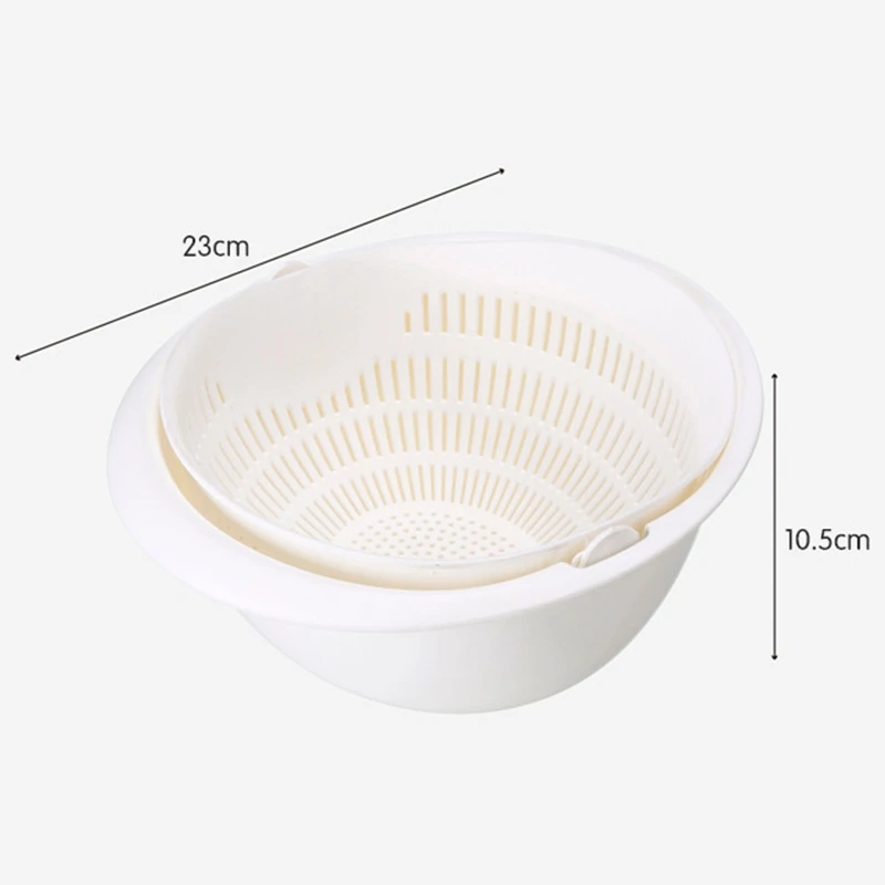

Double Drain Basket Bowl Washing Kitchen Strainer Noodles Fruit Double Drain Basket Bowl Washing