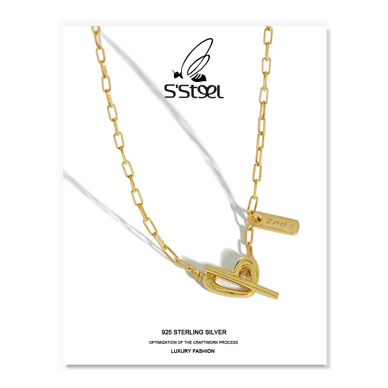 

S'STEEL Korean Necklaces Sterling Silver 925 Gift For Women Designer Heart-shape Necklace Bijoux Femme Argent 925 Fine Jewelry