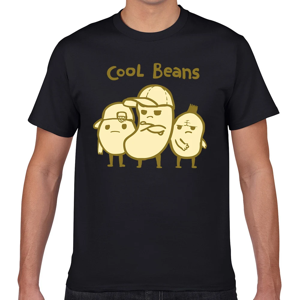 

Tops T Shirt Men cool beans Design Black Geek Cotton Male Tshirt fa003