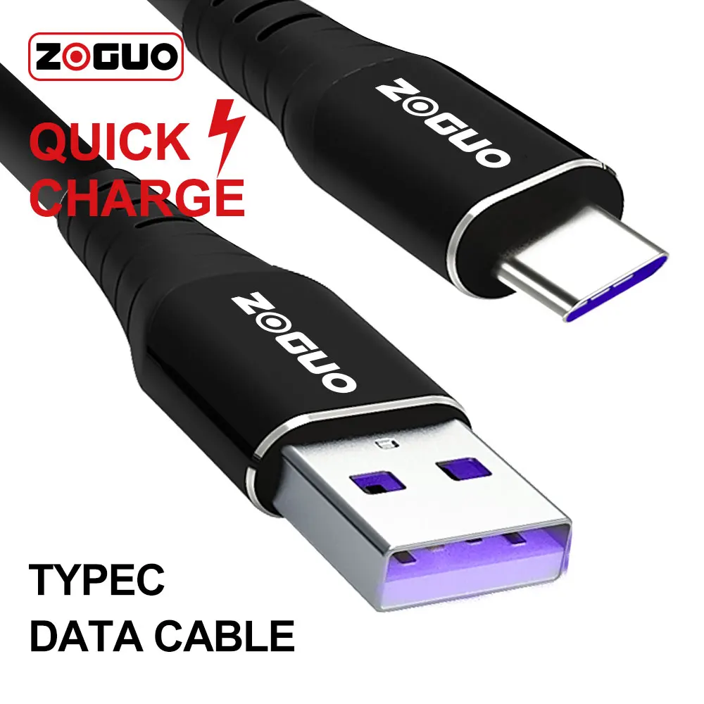 

5A USB Type C Mobile Phone Super Fast Charging Cable for Samsung Xiaomi Huawei OPPO Lenovo Black USB Type C Charger