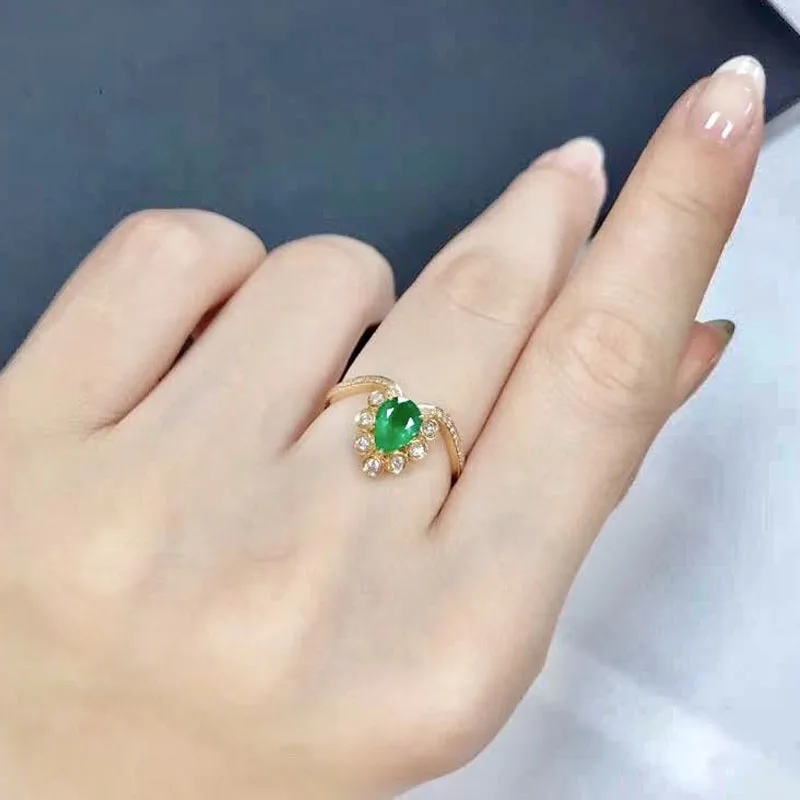 

Shilovem 925 серебро натуральный изумруд кольца ювелирные украшения для женщин Модный свадебный открытый оптовая продажа 3*4 мм jcj03045268agml