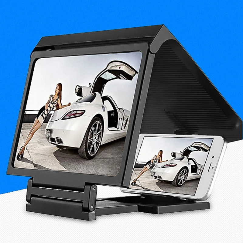 Mobile Phone Screen Magnifier 3D Video High-Definition Magnifier Multifunctional Mobile Phone Holder Magnifier Black