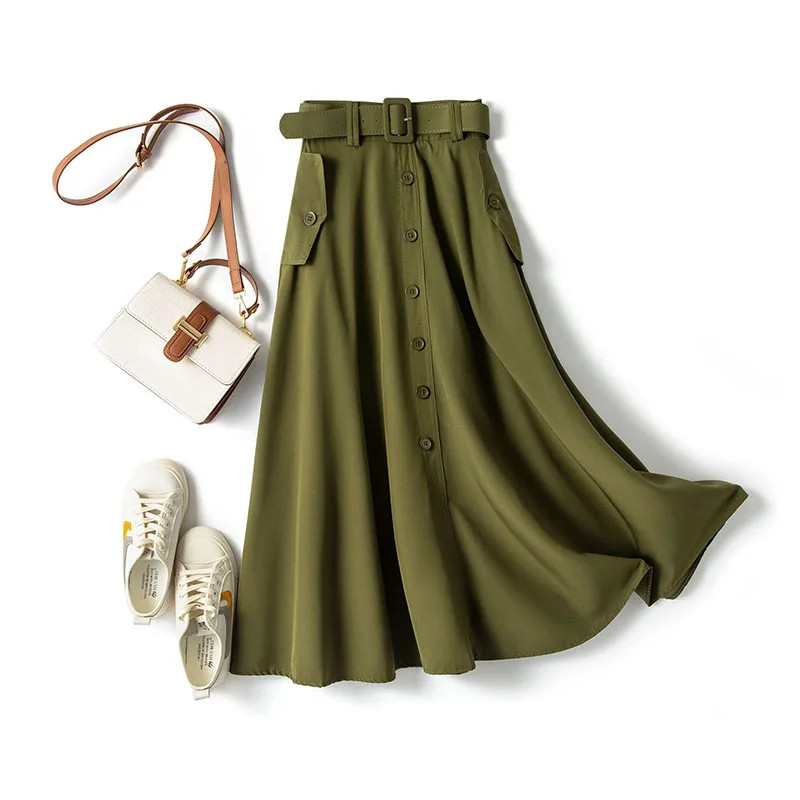 

Женская винтажная длинная юбка с высокой талией и поясом