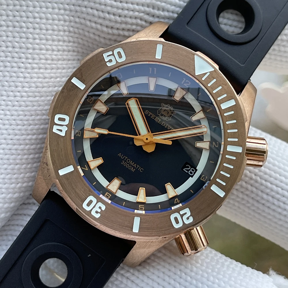 

STEELDIVE Official 2021 New 3000M Waterproof Bronze Case Men's Diver watch 1950S NH35 Sapphire Glass