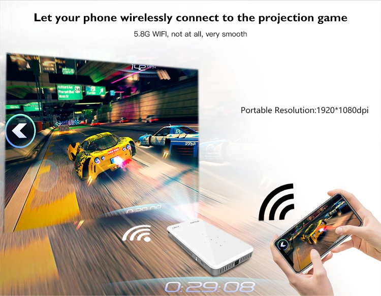 CRENOVA новейший мини DLP проектор X2 с Android 7,1 wifi Bluetooth(2G+ 16G), поддержка 4K светодиодный портативный 3D проектор Beamer