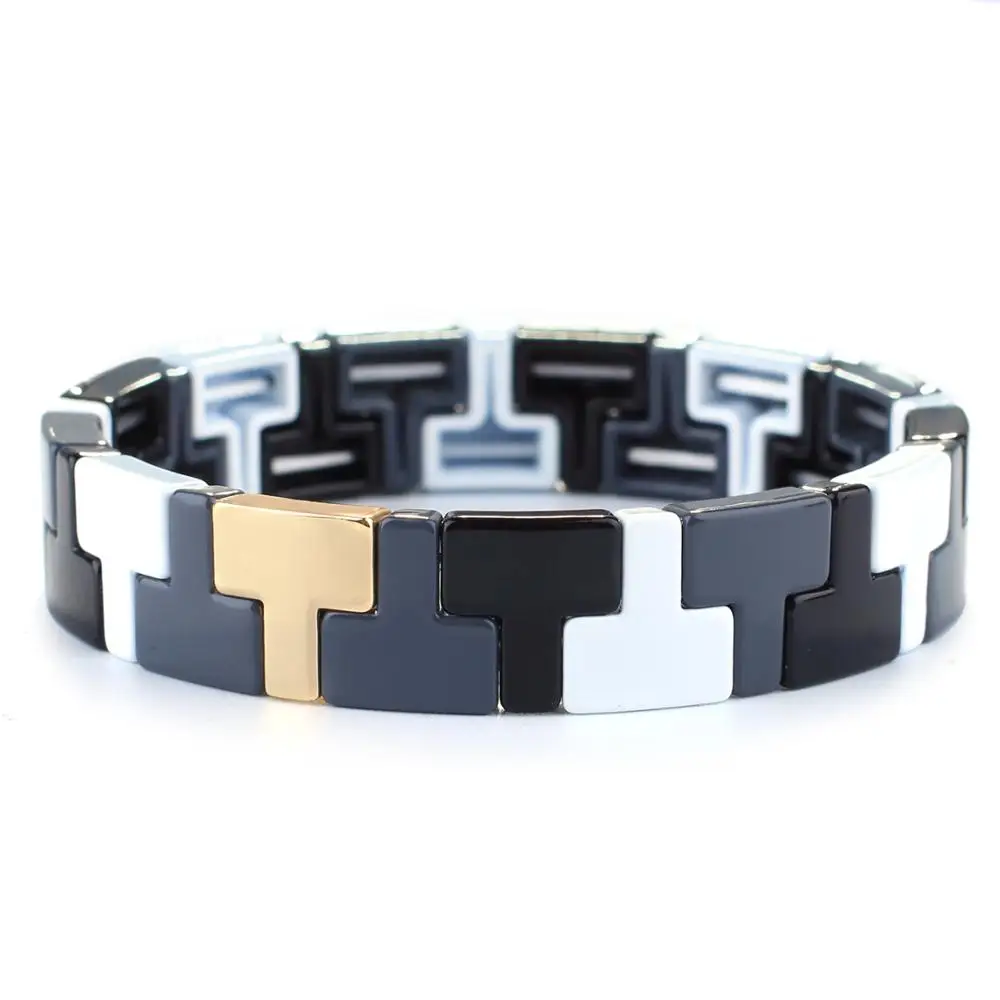 KELITCH винтажные черные и белые бисерные плитки браслеты для женщин мужчин