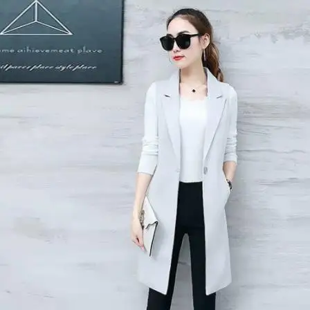 2020 Летний Тонкий серый черный без рукавов Блейзер жилет модный длинный кардиган