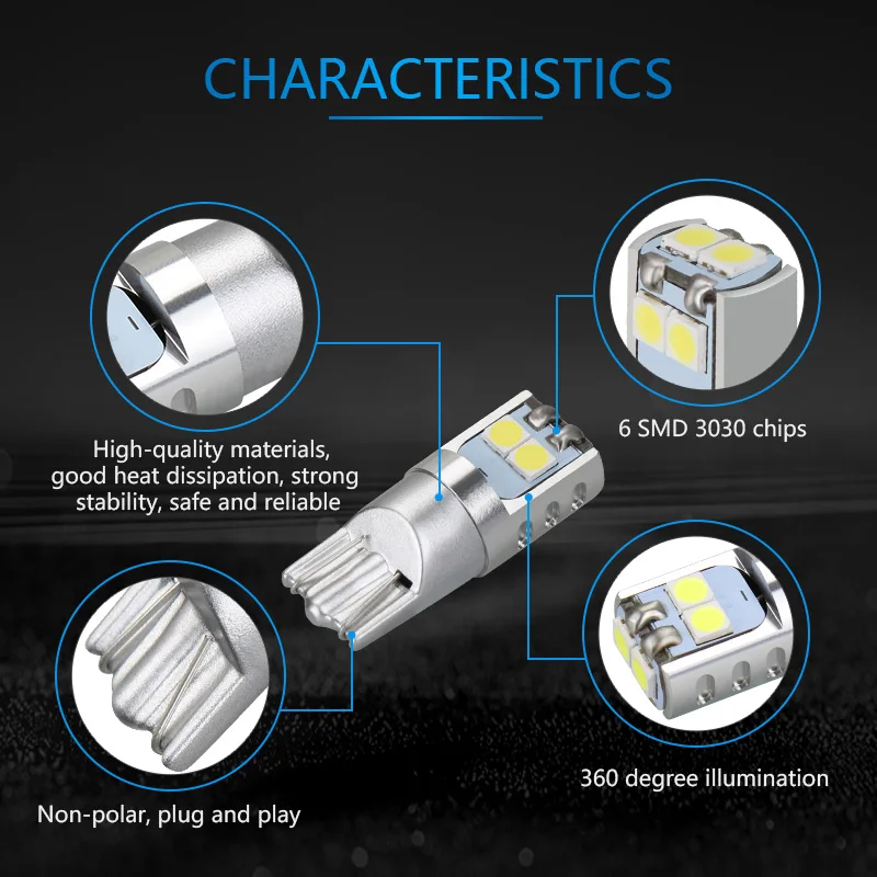 NAO светодиодный W5W T10 лампа 1 5 W 3030 SMD 12V 24V Панель Лампа 194 Автомобильный задний
