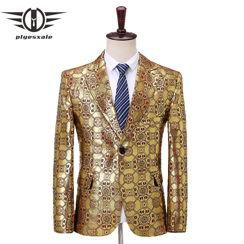 Блейзер Мужской приталенный с принтом винтажный пиджак в стиле ретро