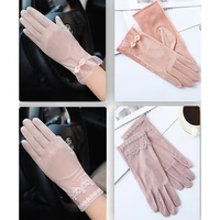 new summer sexy lace gloves women sunscreen touch screen glove ice silk thin breathable mesh anti uv female skid driving gloves