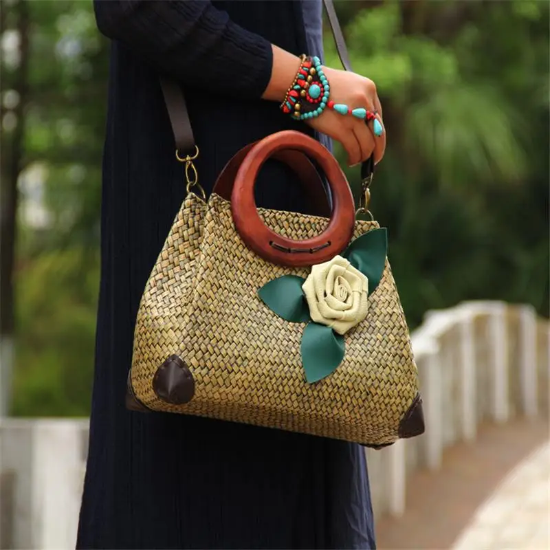 32x21 см ротанговая соломенная сумка ручной работы в стиле ретро для отдыха женская