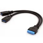 Панельное Крепление-соединитель USB 3,0 с двумя портами USB 3,0, гнездовой винтовой панельный кронштейн для материнской платы, 20-контактный разъем, плоский кабель, шнур, Новинка