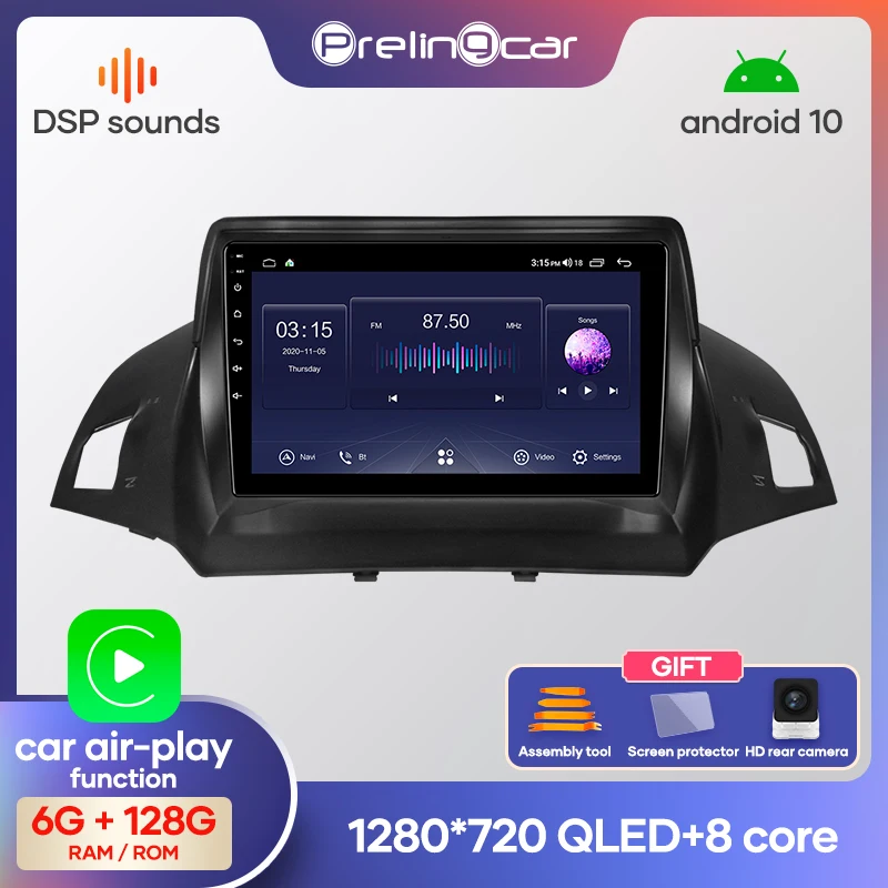 Автомагнитола Prelingcar 2 Din Android 10 0 мультимедийный Видеоплейер навигация GPS для Ford Kuga