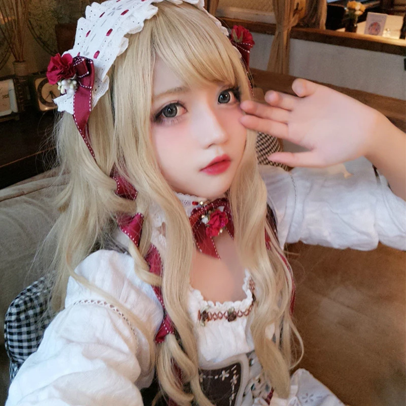 

Anime Cosplay Wigs Japanese Style Harajuku Streetwear Pink Hair Halloween Carnival Party Gray Brown Cute Girls Accessories 2021