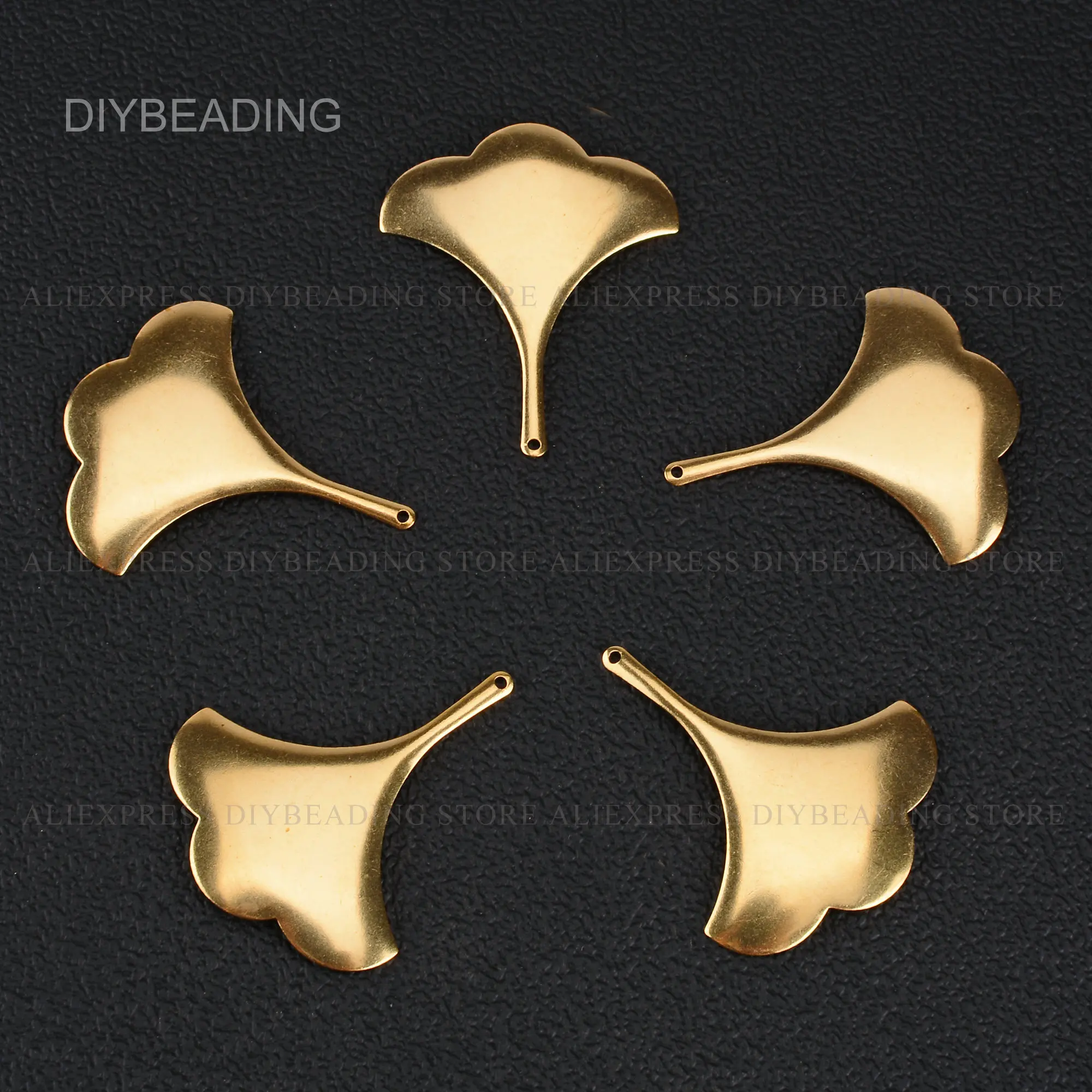 10-500 Pcs Brass Charm Pendant Bulk Wholesale Curved Gingko Leaf Plant Charms Component Finding for Making Earrings Jewelry | Украшения и