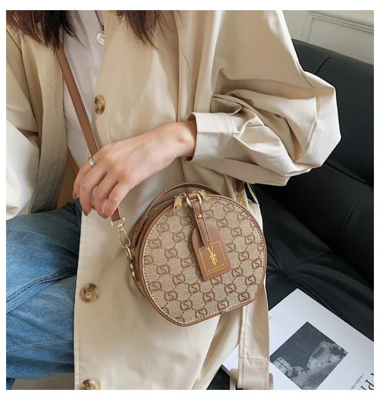 Female Bag 2021 Autumn And Winter New One-Shoulder Crossbody Bags Fashion All-match Mini Round Bag Bet Red Small Round Bag Women