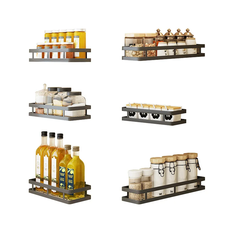 

Stainless Steel Kitchen Shelf for Storage Organizer Wall Shelf Spice Rack Punch Free Storage Shelves Rack for Kitchen ZM915