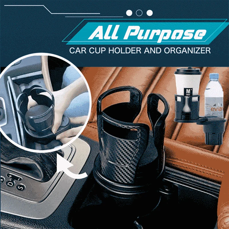 

Drink Beverage Coffee Auto Vehicle-mounted With Adjustable Extender Dual Holder 360 Degree Rotating Slip-proof Car Cup Holder