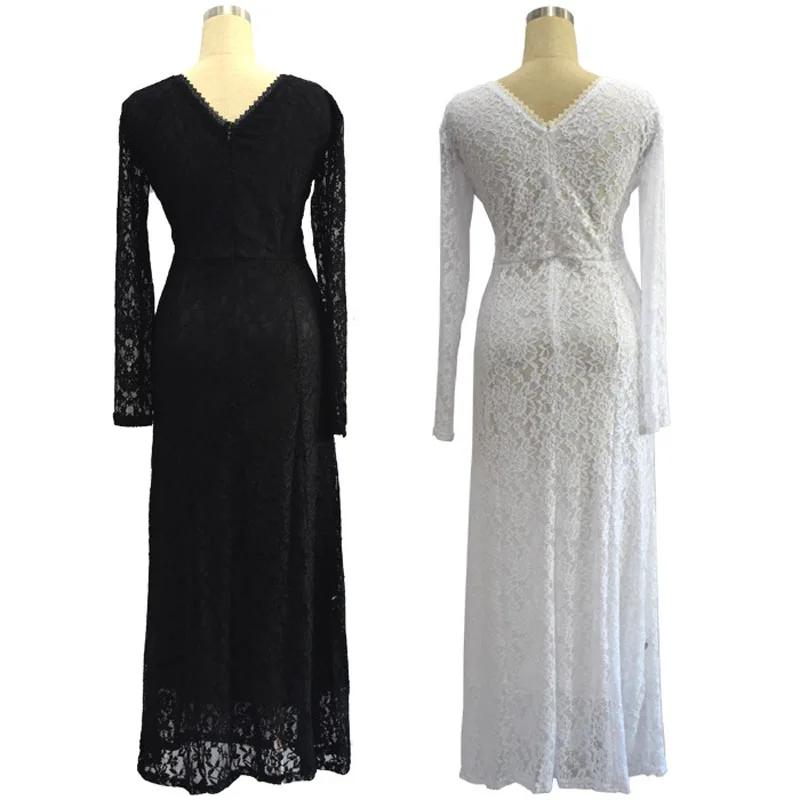 Women Vintage Lace Party Dress Plus Size large 7XL long Sleeve boho Floor Length Summer Maxi Long robe chemise | Женская одежда