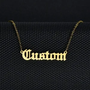 Индивидуальное ожерелье с именем на заказ ожерелье с именной табличкой на заказ ожерелье из нержавеющей стали в старинном английском стиле персонализированные ювелирные изделия подарок для девушки