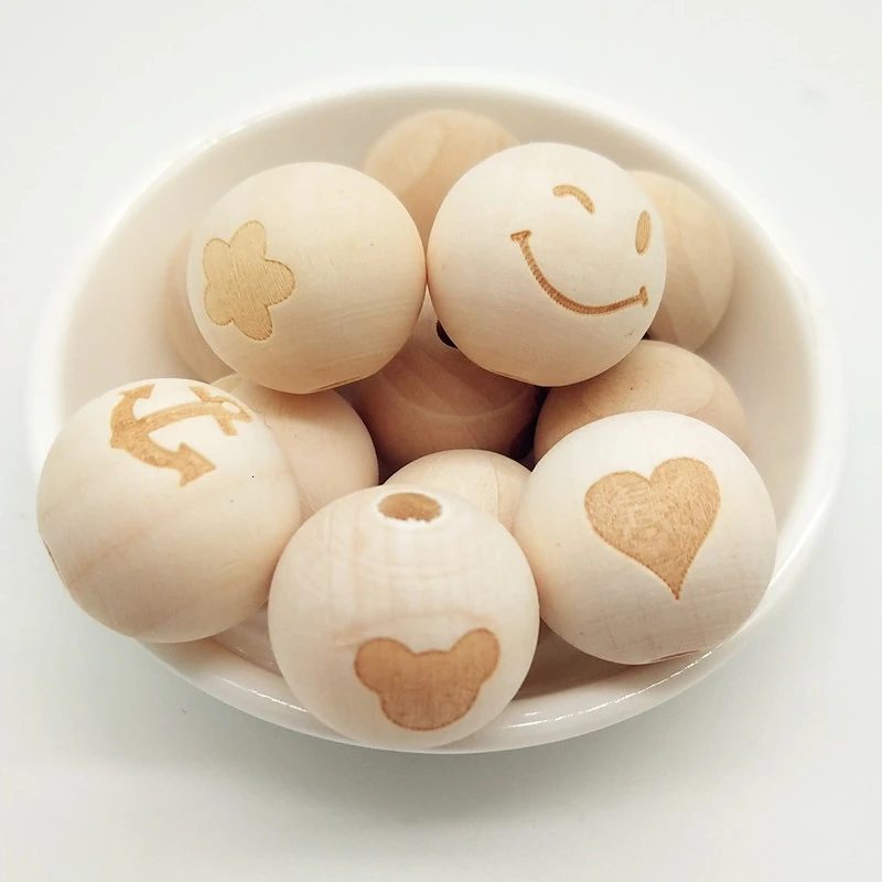 Круглые свободные деревянные шарики для ювелирных изделий 20 шт. маркировочный