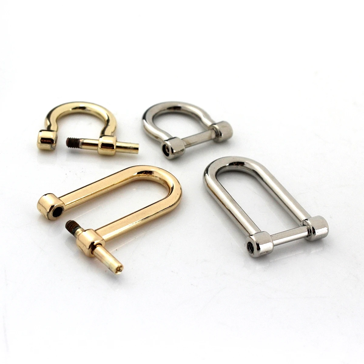 1pcs Alloy Staples Carabiner D Bow Shackle Leather Canvas Bag Belt  Fob Key Ring Keychain Hook Screw Joint Connector Buckle images - 6