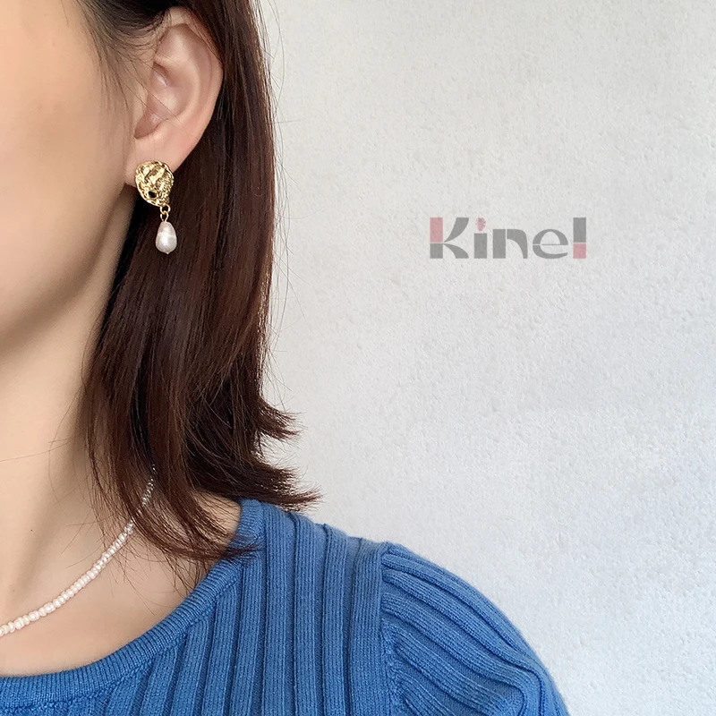 Kinel 100% Стерлинговое Серебро 925 пробы натуральные серьги с барочным жемчугом 18 К