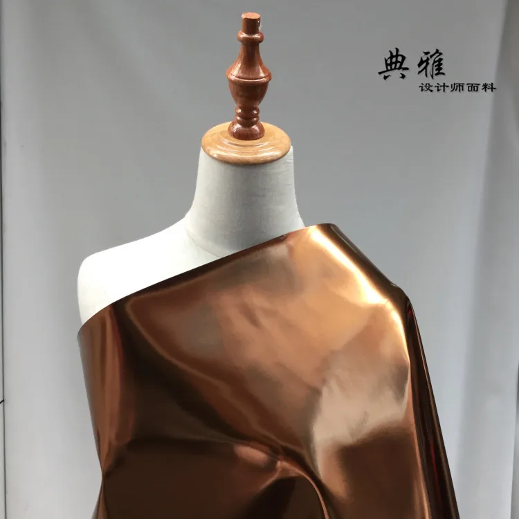 Цвет бронза крошечная эластичная сила Pu Кожевенная одежда яркая зеркальная