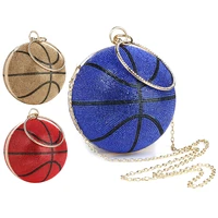luxury basketball diamond ball design women party purses and handbag female totes shoulder chain bag basketball bag clutch bags