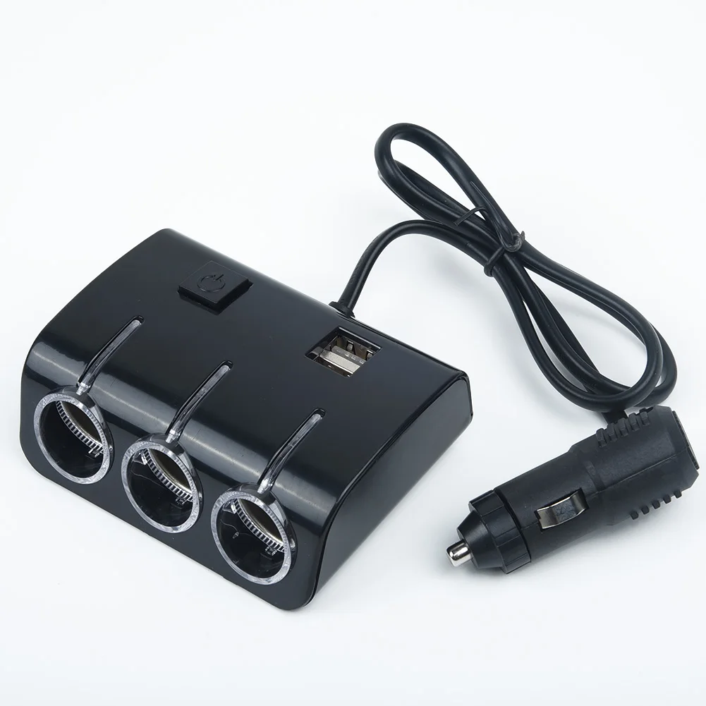 3-полосный разветвитель розетка для автомобильного прикуривателя 3 порта и 2 USB 12