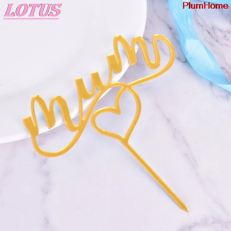 

1PC Cake Card Acrylic Cake Card Mother's Day Cake Decoration Cake Toppers Mother's Day Cake Topper Mum Birthday Gold